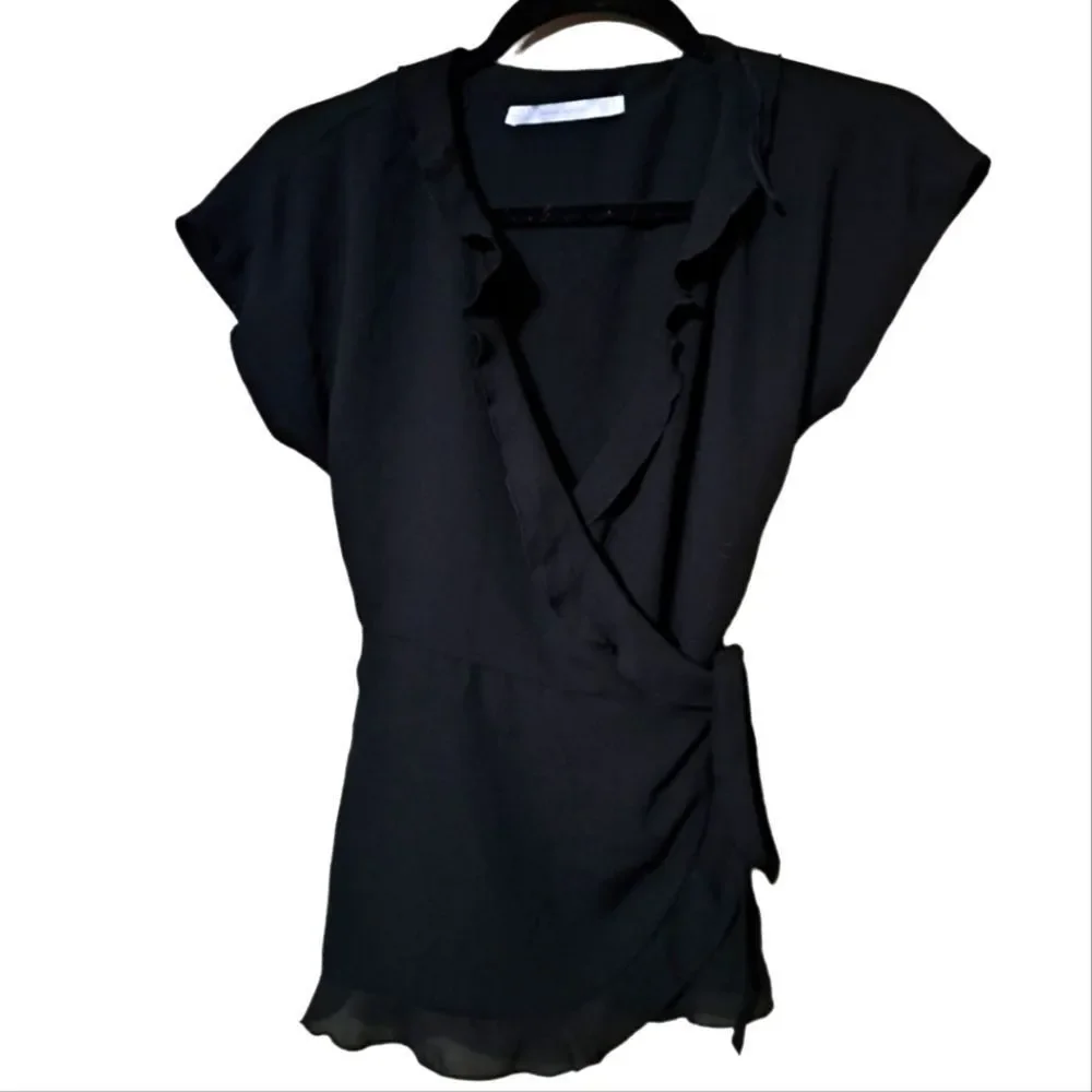 ZARA Trafaluc Collection Black Wrap Blouse - Picture 1 of 5